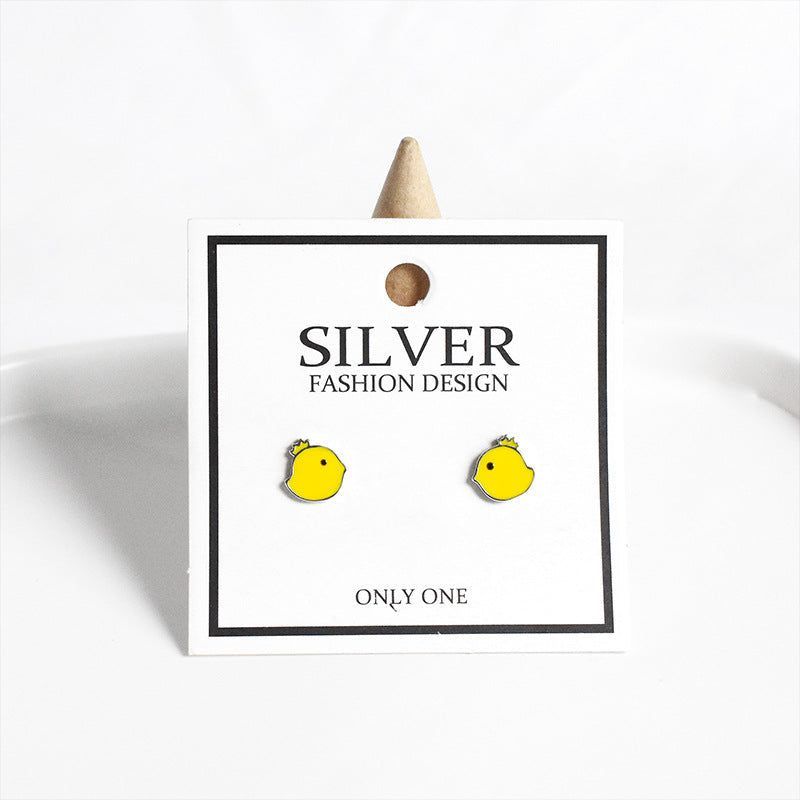 Mini Yellow Chick 925 Sterling Silver Studs Earrings Charm Jewelry LOS03 - Touchy Style .