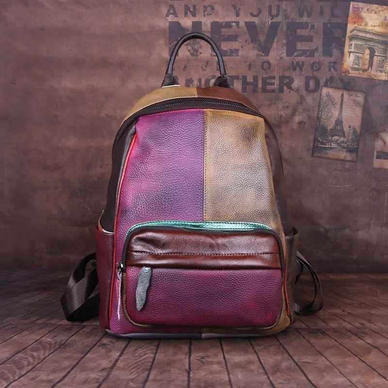 Mixing Color Large Capacity Leather Travel Cool Backpacks JRS1251 - Touchy Style .