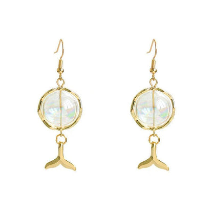 Mori girl heart earrings ins mermaid bubble earrings new creative fishtail earrings jewelry - Touchy Style .