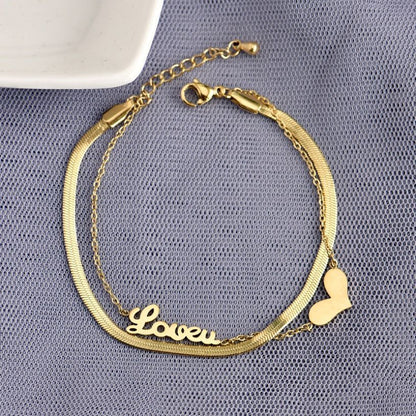 Multilayer Bracelet Charm Jewelry KKS0309 Stainless Steel Lovers Heart Shape - Touchy Style .