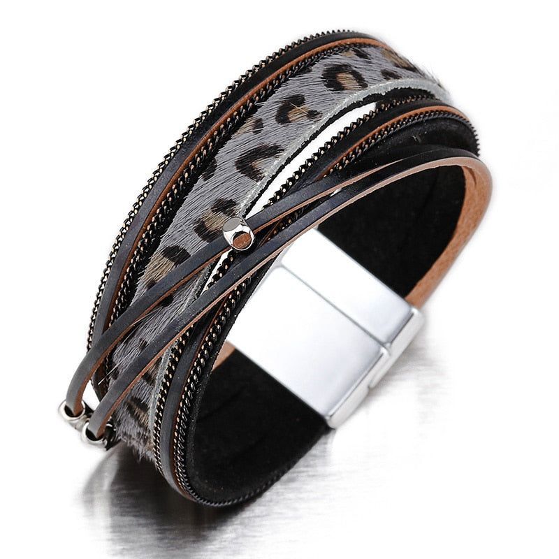 Black Multi Layer Leather Bracelet Silver Clasp – Glen Ogal