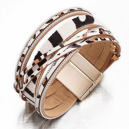 Multilayer Bracelets Charm Jewelry Fur Leopard Leather - Touchy Style .