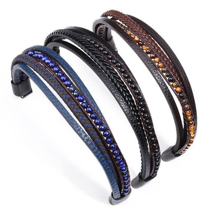 Multilayer Bracelets Charm Jewelry Stainless Steel Magnetic Lave Stone - Touchy Style .