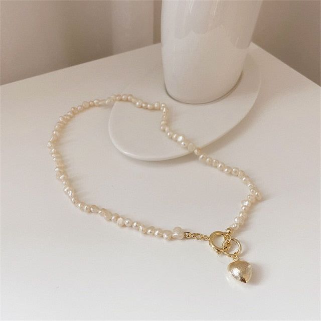 Natural Baroque Freshwater Pearl Heart-shaped Bracelet Necklaces Charm Jewelry Set YS1255 - Touchy Style .