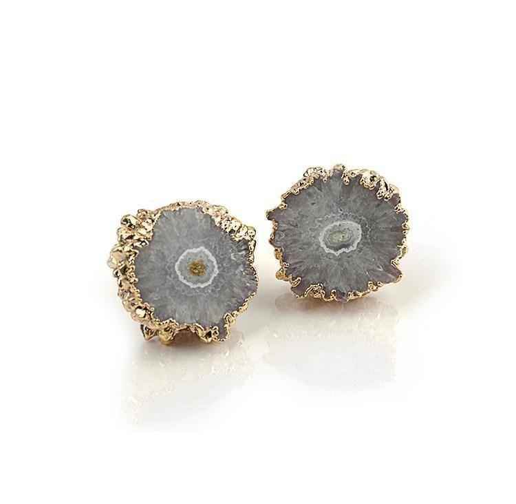 Natural Stone Lovely Flower Shape Earring Charm Jewelry - Touchy Style