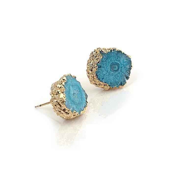 Natural Stone Lovely Flower Shape Earring Charm Jewelry - Touchy Style