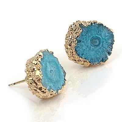Natural Stone Lovely Flower Shape Earring Charm Jewelry - Touchy Style