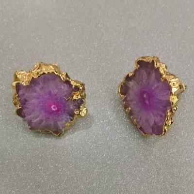 Natural Stone Lovely Flower Shape Earring Charm Jewelry - Touchy Style