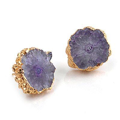 Natural Stone Lovely Flower Shape Earring Charm Jewelry - Touchy Style .