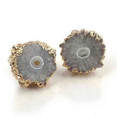 Natural Stone Lovely Flower Shape Earring Charm Jewelry - Touchy Style .