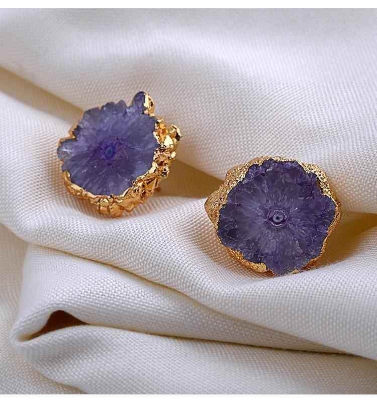 Natural Stone Lovely Flower Shape Earring Charm Jewelry - Touchy Style