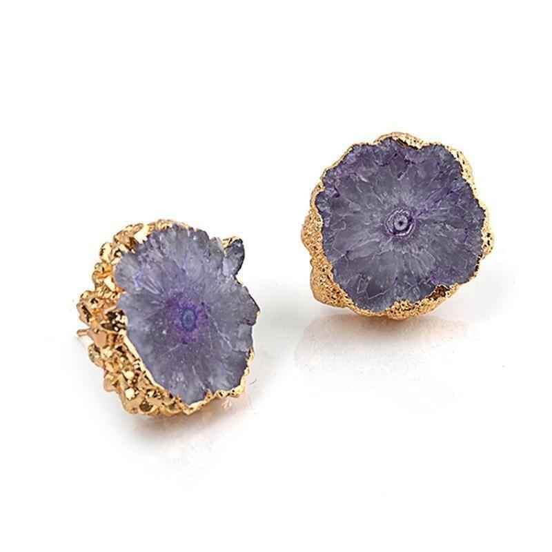Natural Stone Lovely Flower Shape Earring Charm Jewelry - Touchy Style