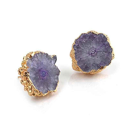 Natural Stone Lovely Flower Shape Earring Charm Jewelry - Touchy Style