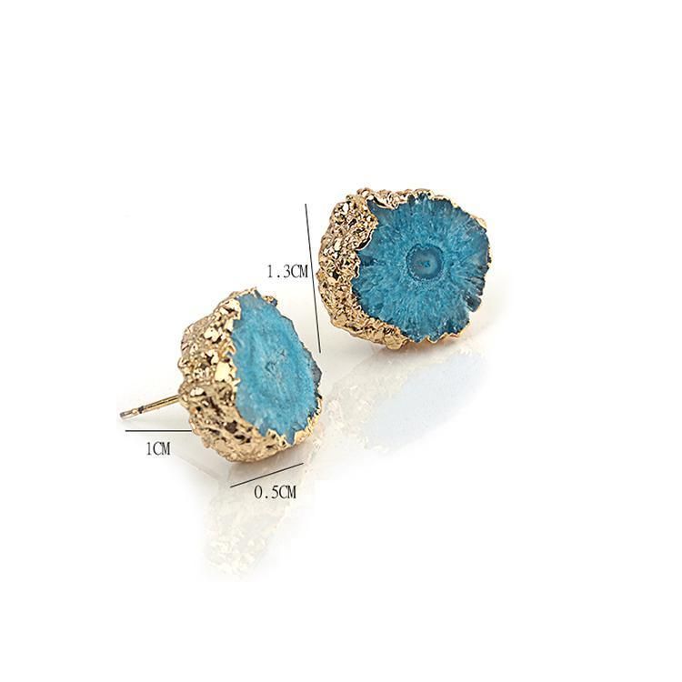 Natural Stone Lovely Flower Shape Earring Charm Jewelry - Touchy Style .