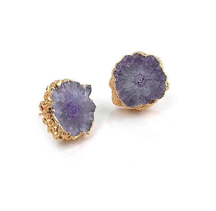 Natural Stone Lovely Flower Shape Earring Charm Jewelry - Touchy Style