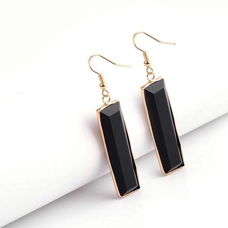 Natural Stone Rectangle Dangle Long Earrings Charm Jewelry BS0313 - Touchy Style .