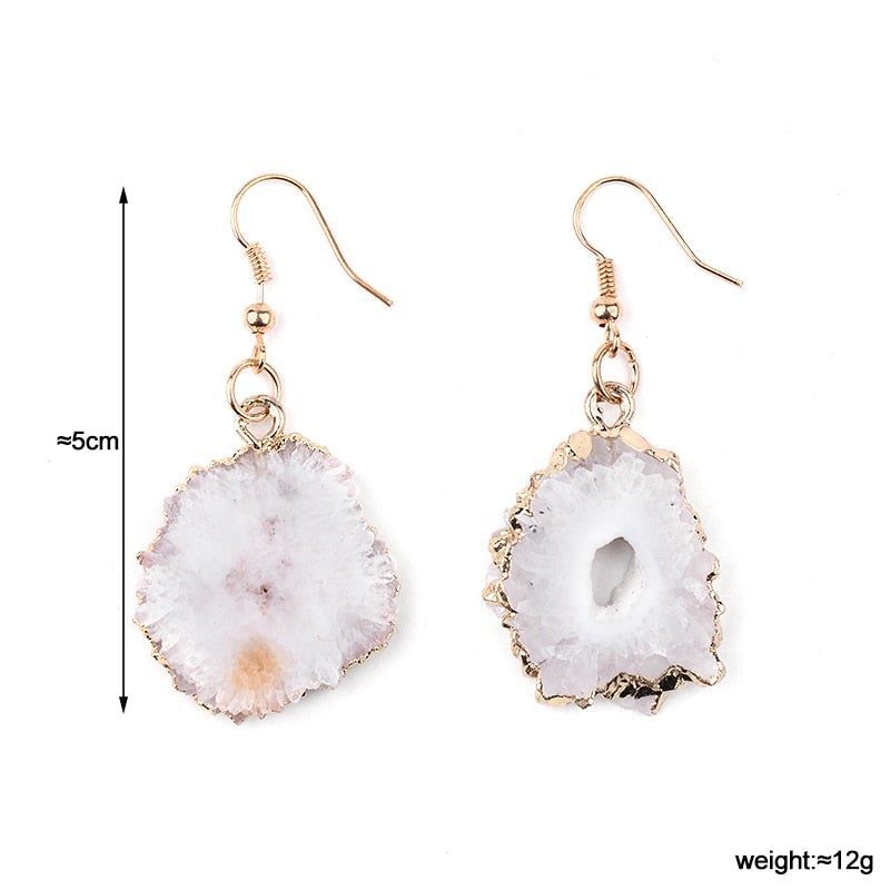 Natural White Drusy Stone Fringe Dangle Earrings Charm Jewelry BS0251 - Touchy Style .