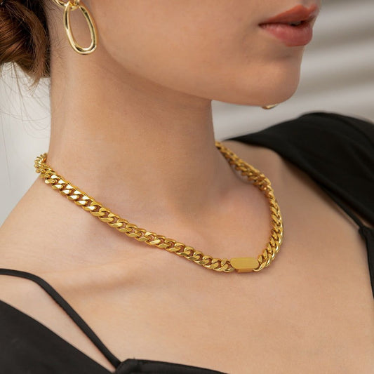 Necklace Bracelet Charm Jewelry Gold Chain Stainless Steel Charm Texture Collar YOS0337 - Touchy Style .