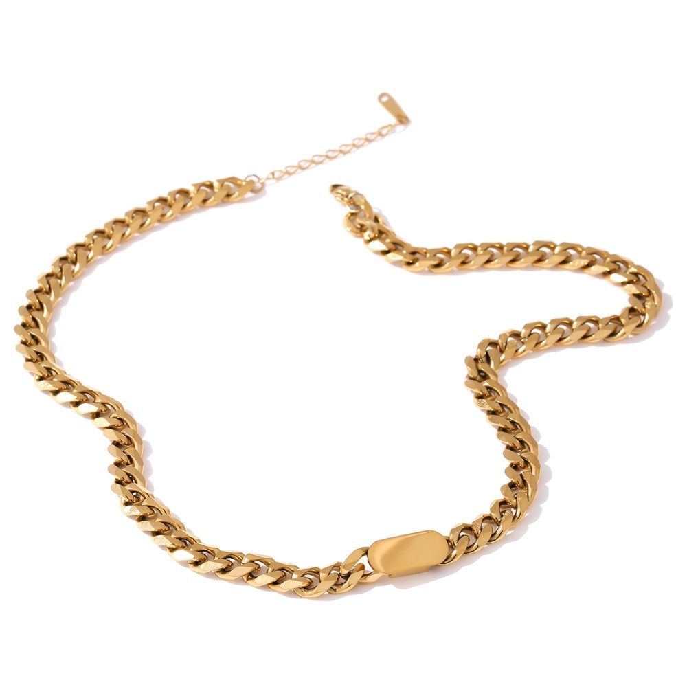 Necklace Bracelet Charm Jewelry Gold Chain Stainless Steel Charm Texture Collar YOS0337 - Touchy Style .