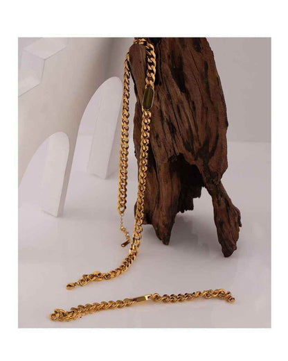 Necklace Bracelet Charm Jewelry Gold Chain Stainless Steel Charm Texture Collar YOS0337 - Touchy Style .