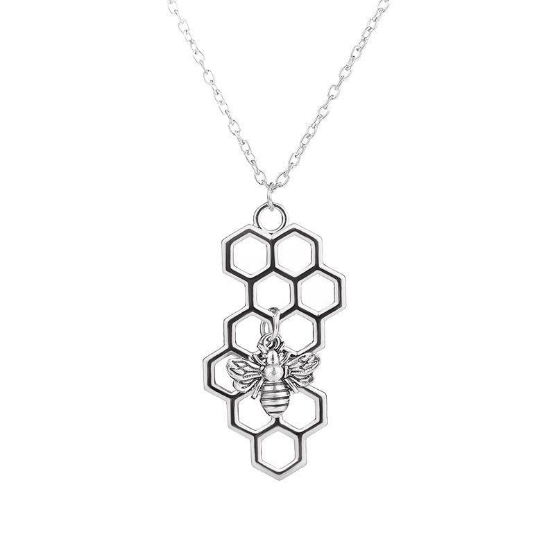 Necklaces Charm Jewelry Hexagon Honeycomb Bee Pattern NS0252 - Touchy Style .