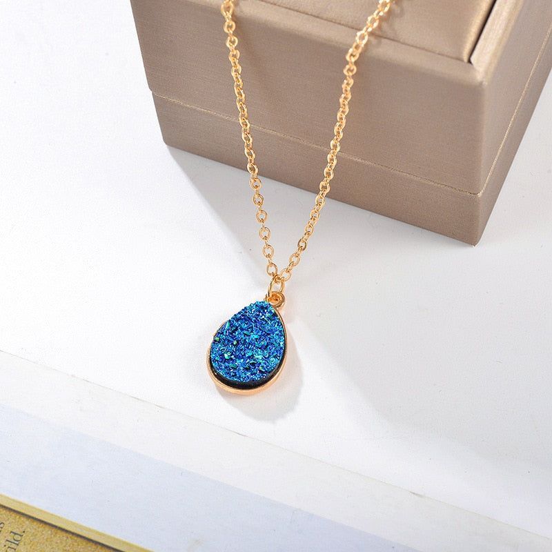 Necklaces Charm Jewelry Natural Stone Water Drop Pendant COS0454 - Touchy Style .