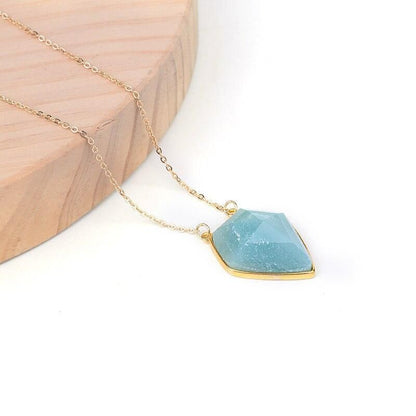 Necklaces Charm Jewelry NKS201 Blue Geometric Crystal Pendant - Touchy Style .