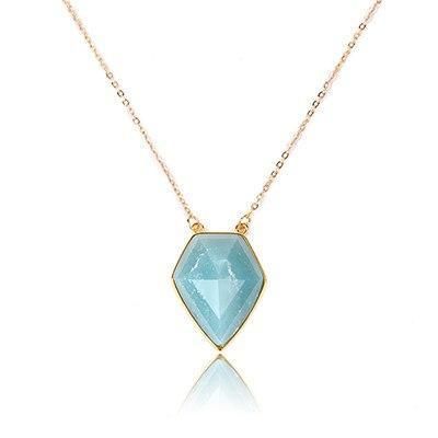 Necklaces Charm Jewelry NKS201 Blue Geometric Crystal Pendant - Touchy Style .