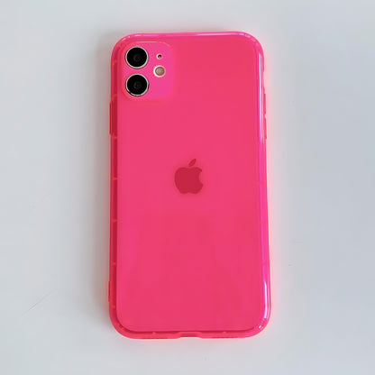 Neon Fluorescent Plain Cute Phone Cases For iPhone 12 Mini 13 11 Pro Max XR X XS Max 7 8 Plus - Touchy Style .