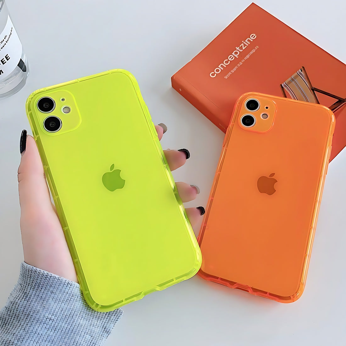 Neon Fluorescent Plain Cute Phone Cases For iPhone 12 Mini 13 11 Pro Max XR X XS Max 7 8 Plus - Touchy Style .