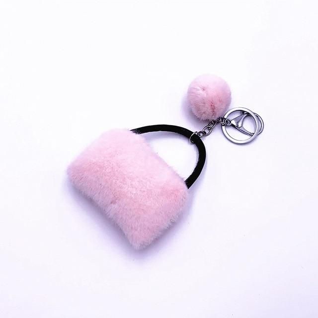 New Candy Color Bag Key Chain Cute Plush Car Key Chain Creative Couple Pendant Gift Fur Ball Hanging Accessories - Touchy Style .