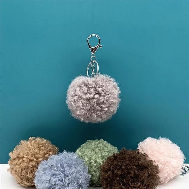 Pompom Rainbow Plush Balls Key Chains Decorative Pendant Heart Pompoms  Keychain