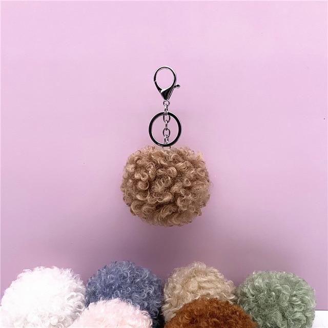 Fur Fluffy PomPom Key Chain Bowknot Plush Ball Keyrings Bag Hanging  Accessory