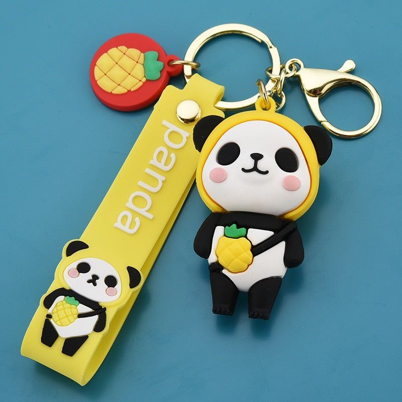 New Cute Panda Keychain Fruit Red Panda Pendant Key Accessories Simple Couple Bag Pendant Party Gift - Touchy Style .