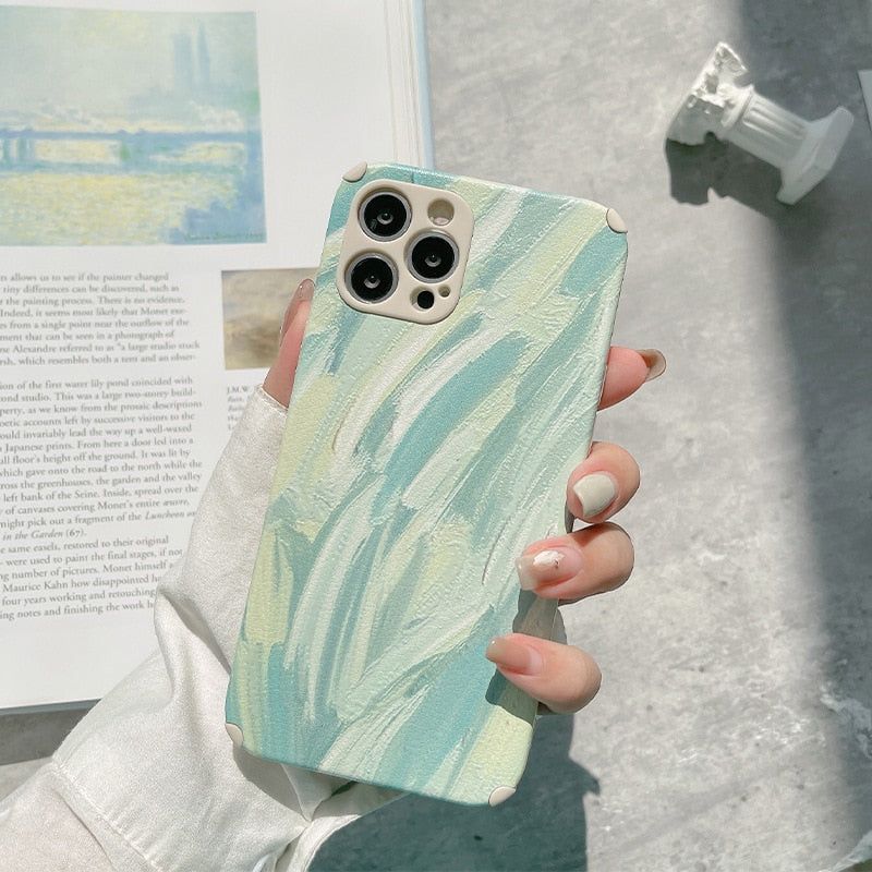 Oil Painting Cute Phone Cases For iPhone 13 11 12 Pro Max Xs Max XR Xs 7 8 Plus X 7Plus - Touchy Style .