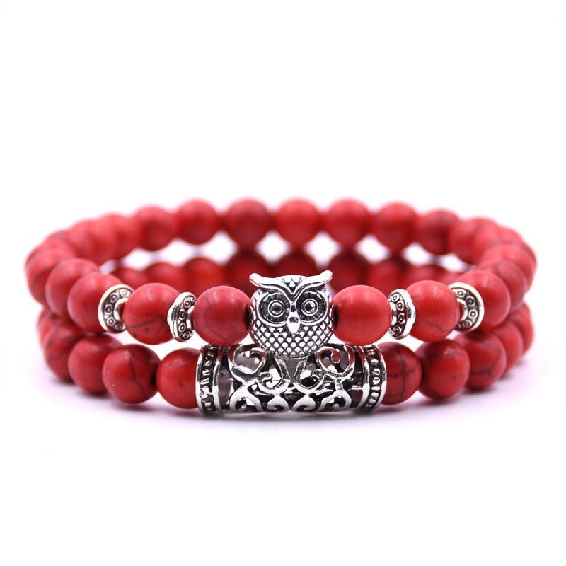 Owl Bracelet Charm Jewelry Stone Bracelets Men Women Set YS0501 - Touchy Style .