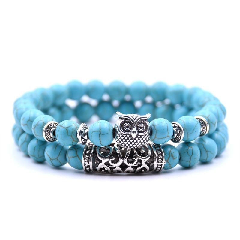 Owl Bracelet Charm Jewelry Stone Bracelets Men Women Set YS0501 - Touchy Style .