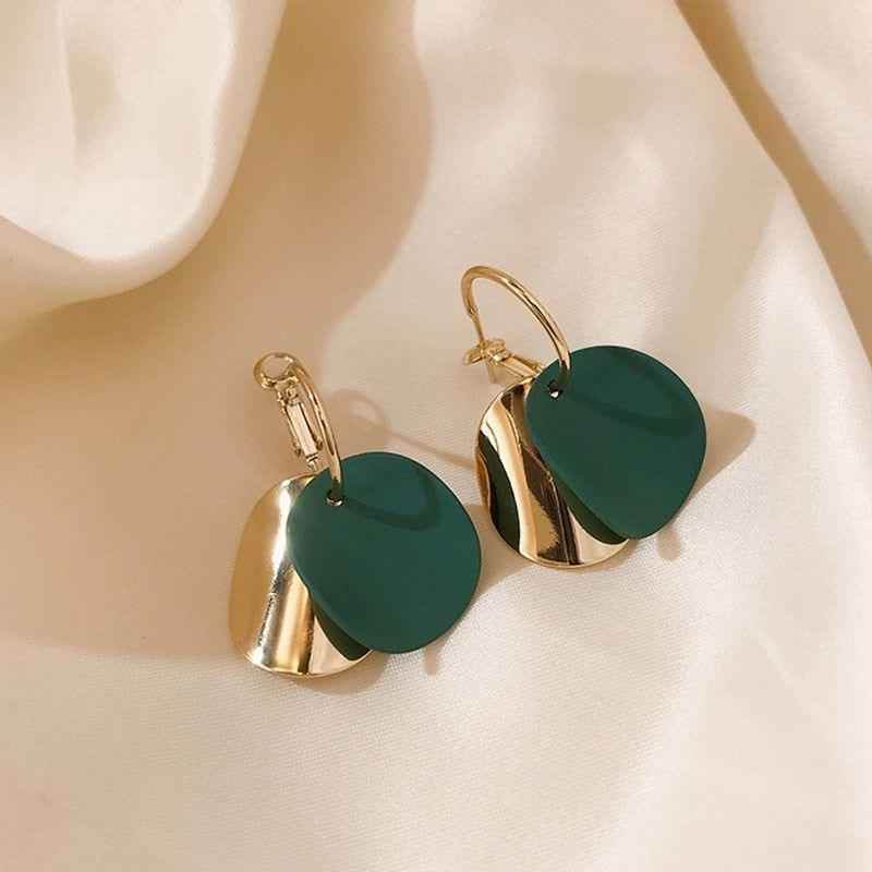 Pendant Earrings Charm Jewelry ECJTX38 Two-Color Splicing Metal Disc - Touchy Style .