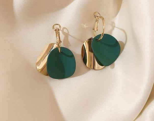 Pendant Earrings Charm Jewelry ECJTX38 Two-Color Splicing Metal Disc - Touchy Style