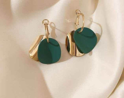Pendant Earrings Charm Jewelry ECJTX38 Two-Color Splicing Metal Disc - Touchy Style