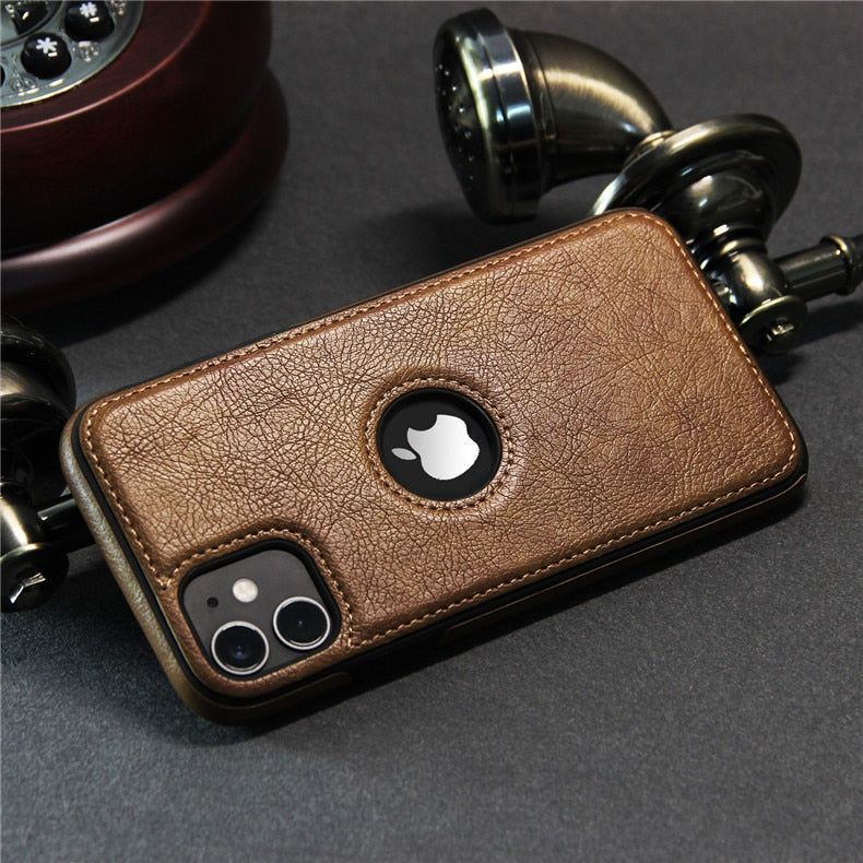 PU Leather Logo Hole Cute Phone Cases For iPhone 14 13 12 11 Pro XS MAX - Touchy Style .