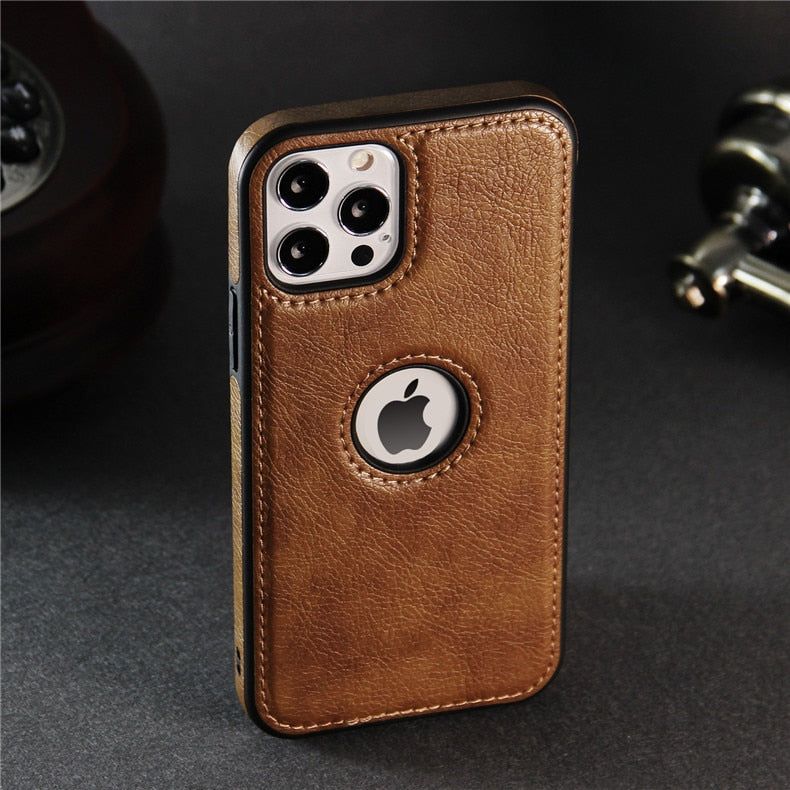 PU Leather Logo Hole Cute Phone Cases For iPhone 14 13 12 11 Pro XS MAX