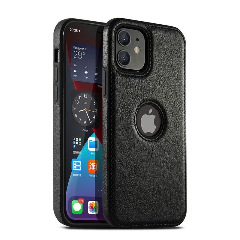 PU Leather Logo Hole Cute Phone Cases For iPhone 14 13 12 11 Pro XS MAX - Touchy Style .