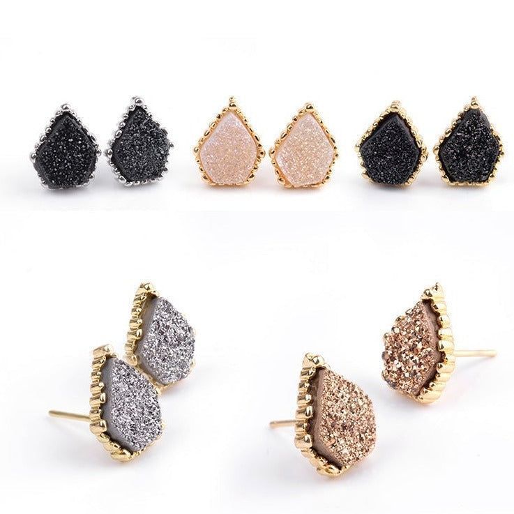 Quartz Natural Druzy Stone Mini Earrings Charm Jewelry BS0308 - Touchy Style .