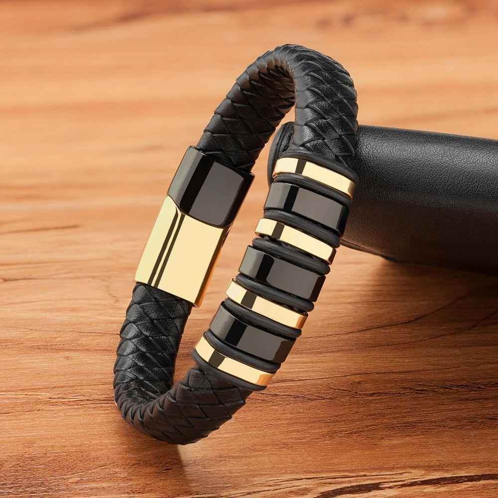 Rope Black Leather Bracelets Charm Jewelry TOS0356 For Men and Women - Touchy Style .