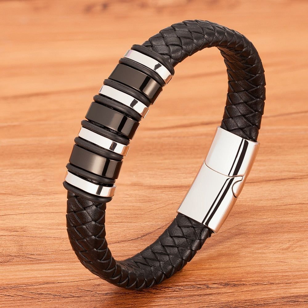 Rope Black Leather Bracelets Charm Jewelry TOS0356 For Men and Women - Touchy Style .