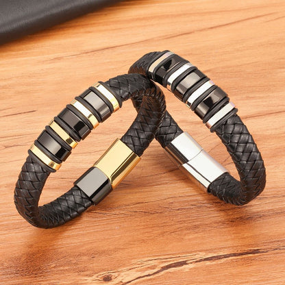 Rope Black Leather Bracelets Charm Jewelry TOS0356 For Men and Women - Touchy Style .
