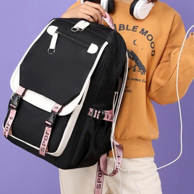 2022 Black School Backpack Women Nylon Bagpack Female Korean Back