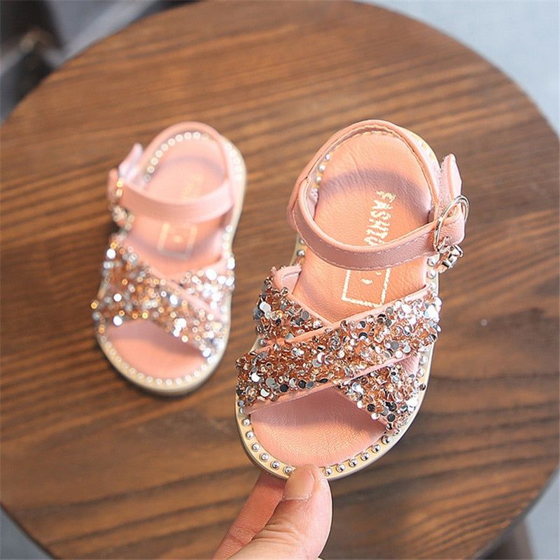 Sequin Rhinestone Flat Soft Toddler Casual Shoes For Girl 