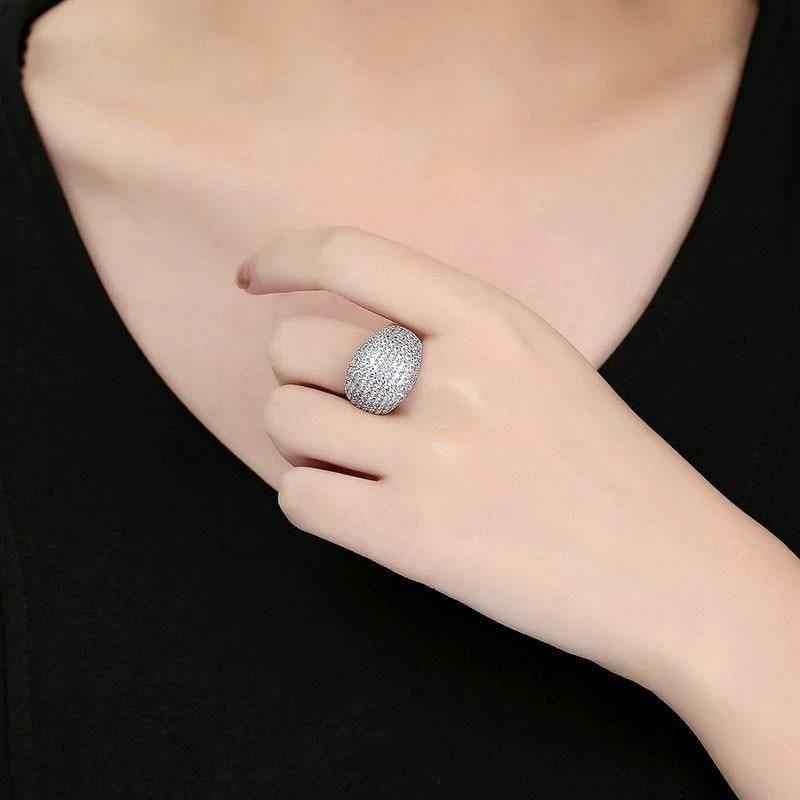 Shiny Big Full Crystal Silver Finger Rings Charm Jewelry - Touchy Style